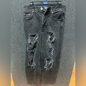 BDG urban outfitters high rise baggy washed black destroyed new 29
